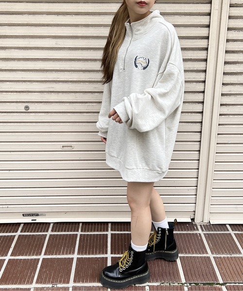 one way（ワンウェイ）の「ハーフジップBIGスウエット（スウェット・レディース・ホワイト/ライトグレー/ブラック・FREE）」の8枚目の写真