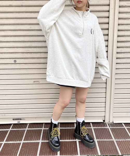 one way（ワンウェイ）の「ハーフジップBIGスウエット（スウェット・レディース・ホワイト/ライトグレー/ブラック・FREE）」の9枚目の写真