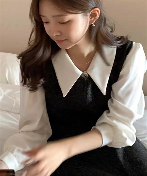 FREE STYLISTS(フリー スタイリスト)の「ゴールドボタンドレスシャツ(シャツ/ブラウス・レディース・ブラック/ホワイト・M/XL/S/L)」の9枚目の写真