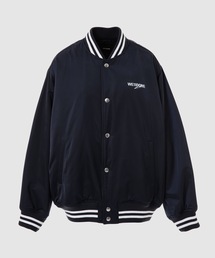 WE11DONE | NAVY OVERSIZED WD LOGOPRINT SATIN BOMBER JACKET(ブルゾン)
