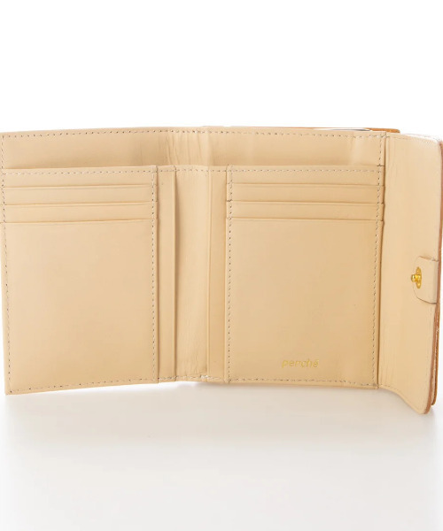 perche（ペルケ）の「ペルケ perche / 牛革×ハラコ風ドットダブルかぶせ二つ折り財布（財布・レディース・レッド/ライトグレー/グリーン/マスタード/ブラック・FREE）」の22枚目の写真