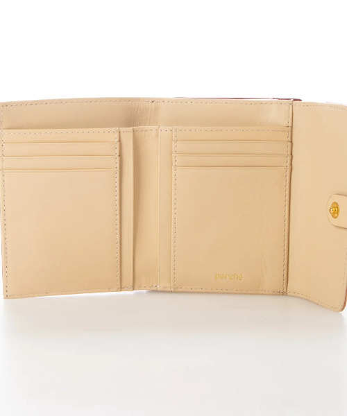 perche（ペルケ）の「ペルケ perche / 牛革×ハラコ風ドットダブルかぶせ二つ折り財布（財布・レディース・レッド/ライトグレー/グリーン/マスタード/ブラック・FREE）」の16枚目の写真