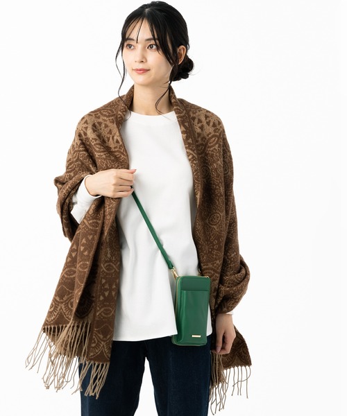 QUEENHEAD(クイーンヘッド)の「大判アンティークストールマフラー(マフラー・レディース・ブラック系/ベージュ系/パープル系/グレー系/ブラウン系/ブルー系・FREE)」の22枚目の写真