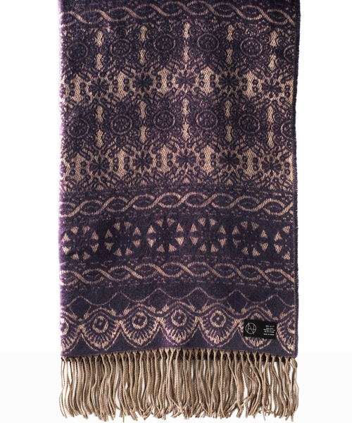 希少 アンティークストール 暖かいグレー白ストライプステッチウールストール