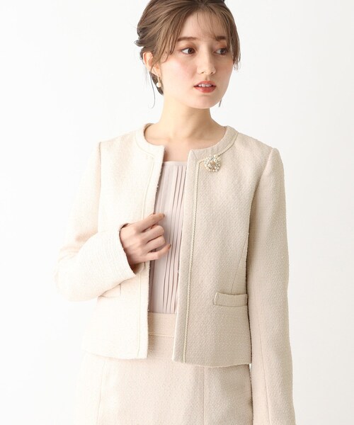 index（インデックス）の「◆ファンシーツイード ノーカラージャケット【セットアップ・セレモニー対応】（ノーカラージャケット・レディース・ブラック系3/ネイビー/ナチュラル/ブラック系8・42/38/36/40）」の22枚目の写真