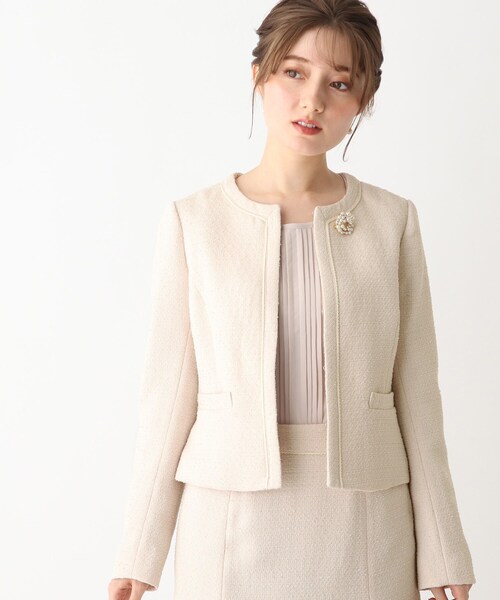 index（インデックス）の「◆ファンシーツイード ノーカラージャケット【セットアップ・セレモニー対応】（ノーカラージャケット・レディース・ブラック系3/ネイビー/ナチュラル/ブラック系8・42/38/36/40）」の3枚目の写真