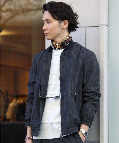 EDIFICE(エディフィス)の「◇レジメンサッカー ショートリブ ブルゾン(ブルゾン・メンズ・ネイビー/グレー/グリーン・48/46/44/50)」の2枚目の写真