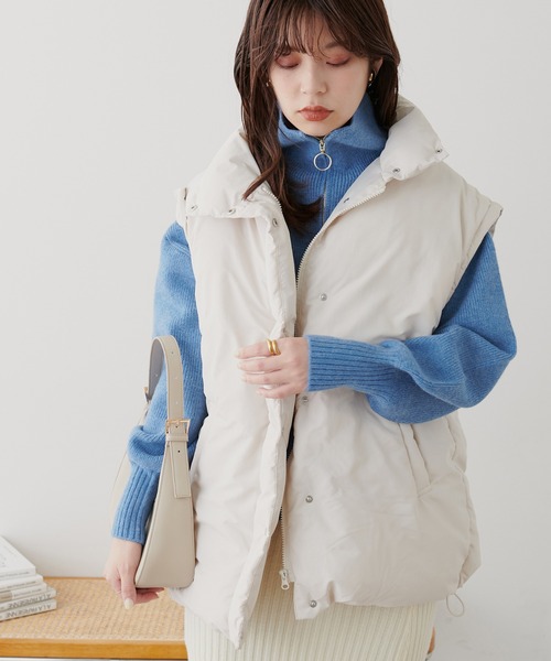 natural couture(ナチュラルクチュール)の「ハーフZIPぽわんリブ袖ニット(ニット/セーター・レディース・オフホワイト/ベージュ/ブラック/ブルー・FREE)」の19枚目の写真