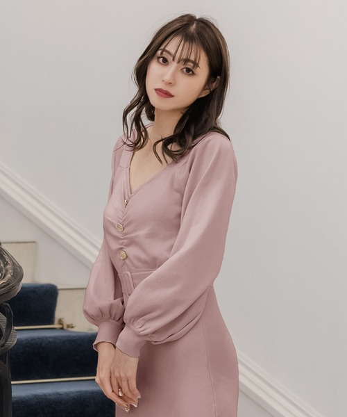 Julia Boutique（ジュリアブティック）の「ハートネックマーメイドニットワンピース/22646（ワンピース・レディース・ベージュ/アイボリー/ブラック/ピンク・ONE）」の15枚目の写真