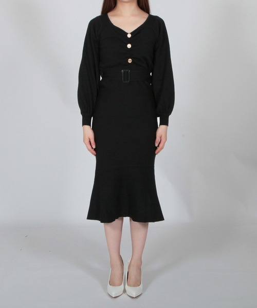 Julia Boutique（ジュリアブティック）の「ハートネックマーメイドニットワンピース/22646（ワンピース・レディース・ベージュ/アイボリー/ブラック/ピンク・ONE）」の16枚目の写真