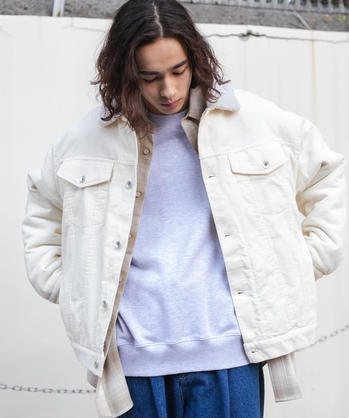 WEGO（ウィゴー）の「WEGO/コーデュロイ ボアBIGジャケット（ブルゾン・メンズ・アイボリー/ブラック・FREE）」の6枚目の写真