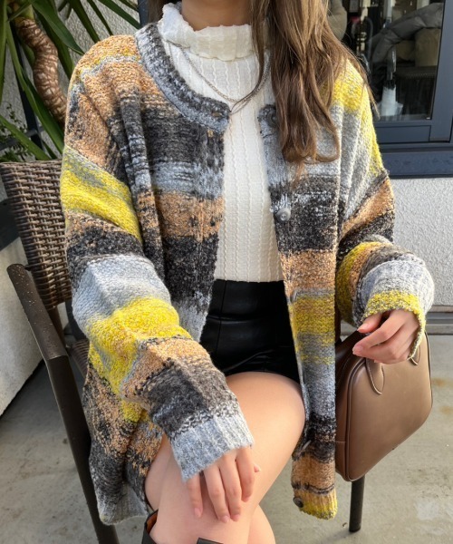 nemne store（ネンネストア）の「【23SS / 低身長用サイズあり】前後2wayグラデーションボーダーカーディガン（カーディガン/ボレロ・レディース・ボルドー/ピンク/グリーン/グレー/ブルー・SMALL/MEDIUM）」の17枚目の写真