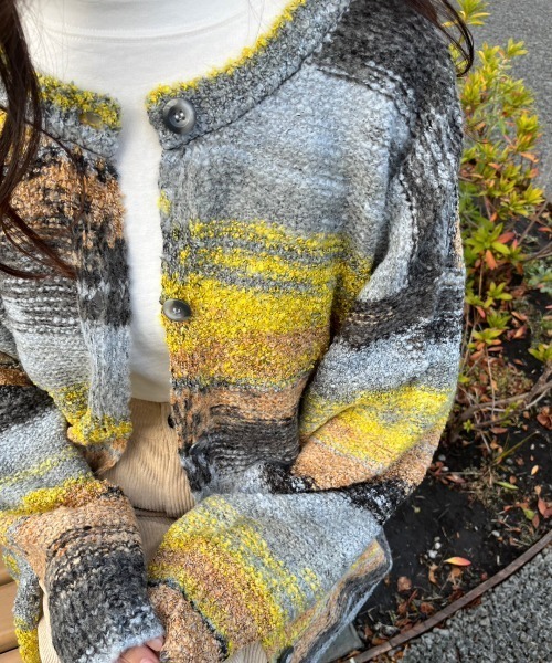 nemne store（ネンネストア）の「【23SS / 低身長用サイズあり】前後2wayグラデーションボーダーカーディガン（カーディガン/ボレロ・レディース・ボルドー/ピンク/グリーン/グレー/ブルー・SMALL/MEDIUM）」の9枚目の写真