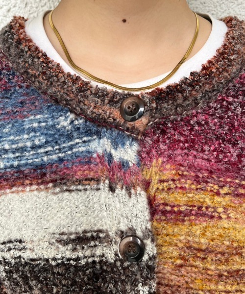 nemne store（ネンネストア）の「【23SS / 低身長用サイズあり】前後2wayグラデーションボーダーカーディガン（カーディガン/ボレロ・レディース・ボルドー/ピンク/グリーン/グレー/ブルー・SMALL/MEDIUM）」の13枚目の写真