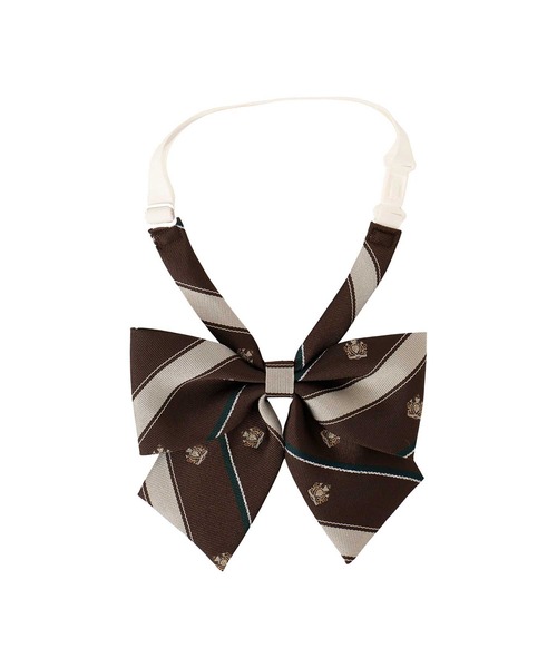 EASTBOY（イーストボーイ）の「リボン レジメ×紋章 ラメ入り（ネクタイ・キッズ・ネイビー/ベージュ/ボルドー/ブラウン/グリーン・F）」の2枚目の写真