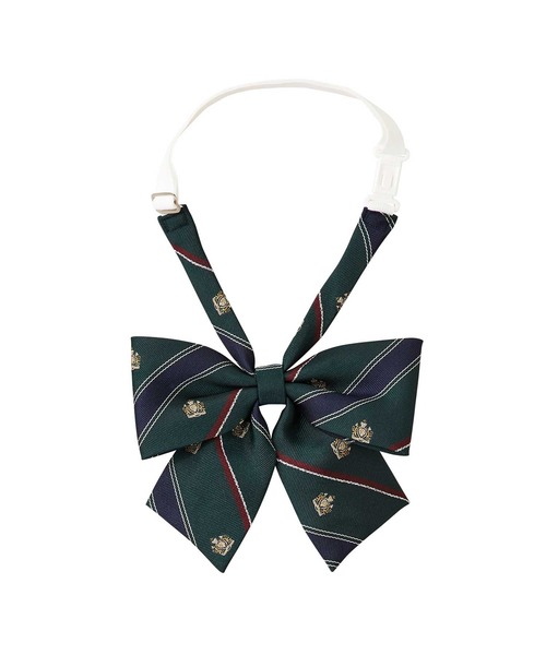 EASTBOY（イーストボーイ）の「リボン レジメ×紋章 ラメ入り（ネクタイ・キッズ・ネイビー/ベージュ/ボルドー/ブラウン/グリーン・F）」の4枚目の写真