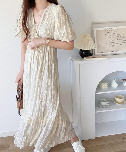 mily bilet（ミウィビレット）の「【mily bilet】柔らか透け感で、大人かわいい＋α♪シアージャガード花柄クリンクルワンピース（ワンピース・レディース・ブラック/アイボリー/モカ/グリーン・LARGE/MEDIUM/SMALL/X-LARGE）」の22枚目の写真