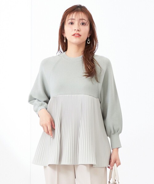 ANY SIS(エニィスィス)の「【洗える】プリーツコンビ ニット(ニット/セーター・レディース・アイボリー系/ライトグリーン系/ピンク系・2)」の3枚目の写真