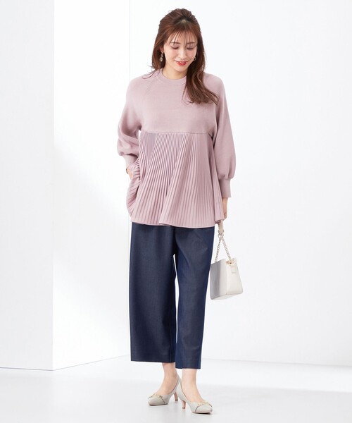 ANY SIS(エニィスィス)の「【洗える】プリーツコンビ ニット(ニット/セーター・レディース・アイボリー系/ライトグリーン系/ピンク系・2)」の4枚目の写真