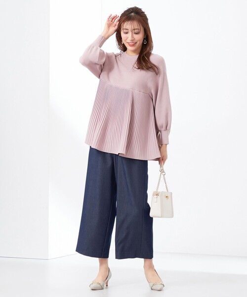 ANY SIS(エニィスィス)の「【洗える】プリーツコンビ ニット(ニット/セーター・レディース・アイボリー系/ライトグリーン系/ピンク系・2)」の5枚目の写真