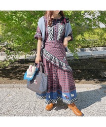 スコッチテリア刺繍タータンチェックワンピース
