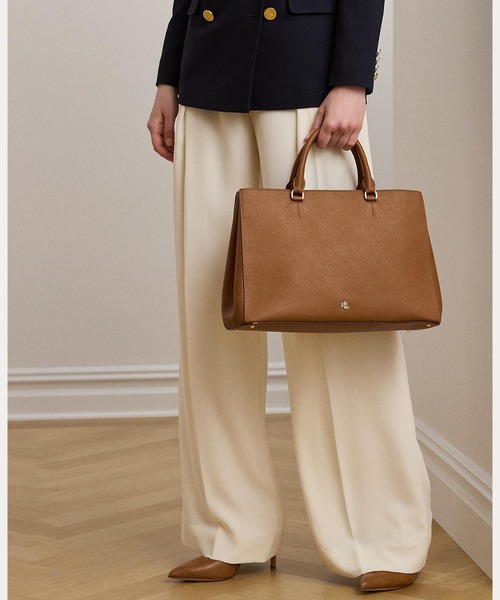 クロスハッチ レザー ラージ ハンナ サッチェル（ハンドバッグ