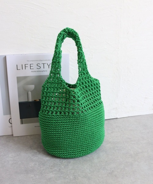 T・S・L（ティーエスエル）の「かぎ編みミニトートバッグ（トートバッグ・レディース・ベージュ/オレンジ/グリーン/ブラック・FREE）」の3枚目の写真