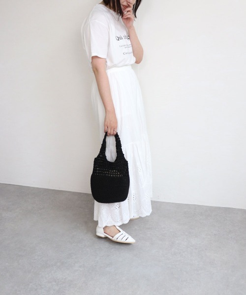 T・S・L（ティーエスエル）の「かぎ編みミニトートバッグ（トートバッグ・レディース・ベージュ/オレンジ/グリーン/ブラック・FREE）」の5枚目の写真