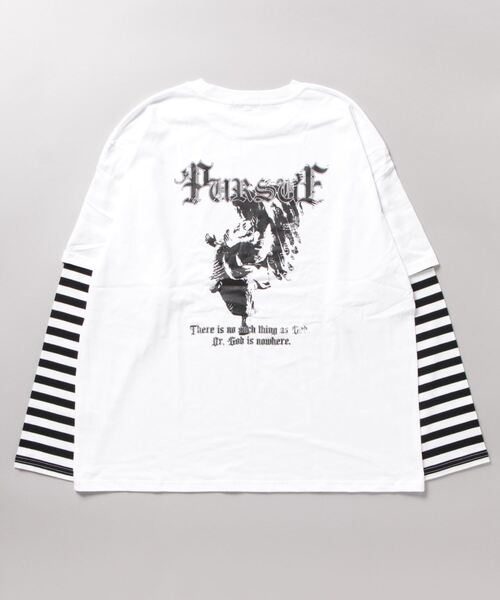 JOHN'S CLOSET（ジョンズクローゼット）の「【13】袖ボーダー フェイクレイヤードロンT（Tシャツ/カットソー・メンズ・ブラック/ホワイト・MEDIUM/LARGE）」の5枚目の写真