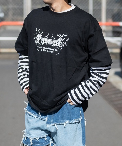 JOHN'S CLOSET（ジョンズクローゼット）の「【13】袖ボーダー フェイクレイヤードロンT（Tシャツ/カットソー・メンズ・ブラック/ホワイト・MEDIUM/LARGE）」の19枚目の写真