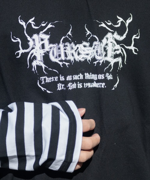 JOHN'S CLOSET（ジョンズクローゼット）の「【13】袖ボーダー フェイクレイヤードロンT（Tシャツ/カットソー・メンズ・ブラック/ホワイト・MEDIUM/LARGE）」の17枚目の写真