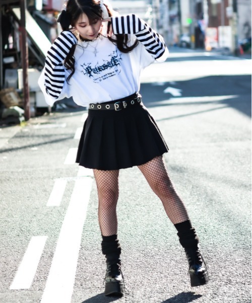 JOHN'S CLOSET（ジョンズクローゼット）の「【13】袖ボーダー フェイクレイヤードロンT（Tシャツ/カットソー・メンズ・ブラック/ホワイト・MEDIUM/LARGE）」の9枚目の写真