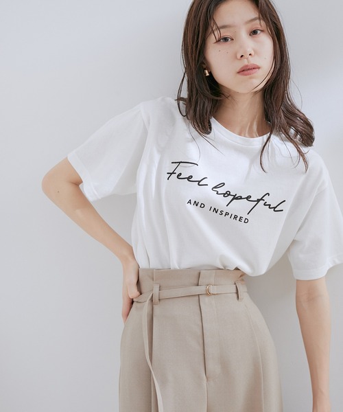 VIS（ビス）の「【洗える】アソートロゴクルーネックTシャツ（Tシャツ/カットソー・レディース・ブラック/ホワイト系その他/ホワイト系その他2/イエロー・FREE）」の15枚目の写真