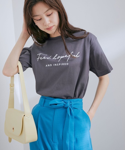 VIS（ビス）の「【洗える】アソートロゴクルーネックTシャツ（Tシャツ/カットソー・レディース・ブラック/ホワイト系その他/ホワイト系その他2/イエロー・FREE）」の16枚目の写真