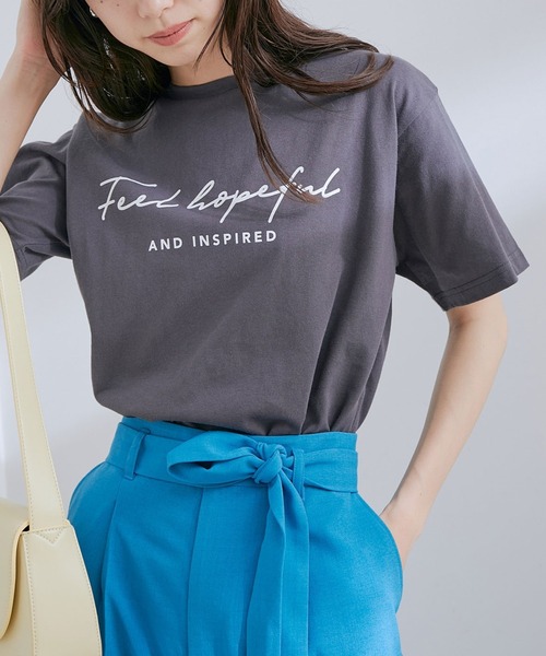 VIS（ビス）の「【洗える】アソートロゴクルーネックTシャツ（Tシャツ/カットソー・レディース・ブラック/ホワイト系その他/ホワイト系その他2/イエロー・FREE）」の18枚目の写真