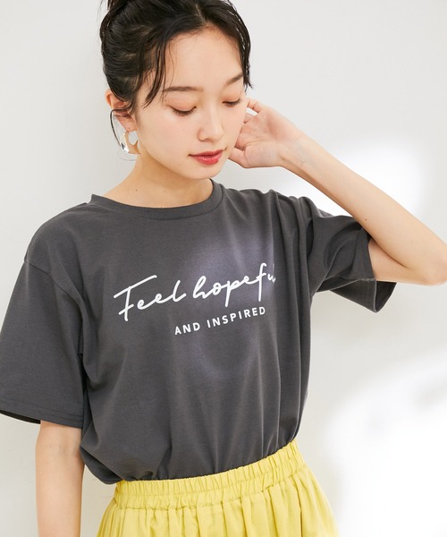 VIS（ビス）の「【洗える】アソートロゴクルーネックTシャツ（Tシャツ/カットソー・レディース・ブラック/ホワイト系その他/ホワイト系その他2/イエロー・FREE）」の7枚目の写真