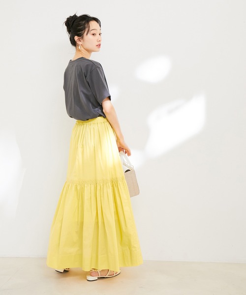 VIS（ビス）の「【洗える】アソートロゴクルーネックTシャツ（Tシャツ/カットソー・レディース・ブラック/ホワイト系その他/ホワイト系その他2/イエロー・FREE）」の9枚目の写真