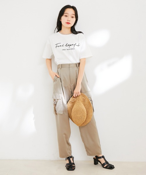 VIS（ビス）の「【洗える】アソートロゴクルーネックTシャツ（Tシャツ/カットソー・レディース・ブラック/ホワイト系その他/ホワイト系その他2/イエロー・FREE）」の12枚目の写真