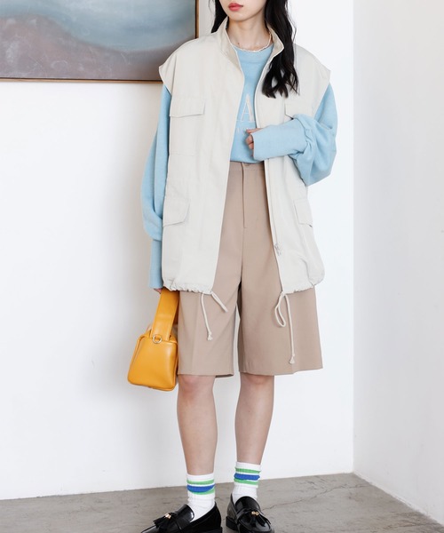 GeeRA（ジーラ）の「ミリタリーデザインベスト（ベスト・レディース・カーキ/ブラック/アイボリー・LARGE/MEDIUM）」の10枚目の写真