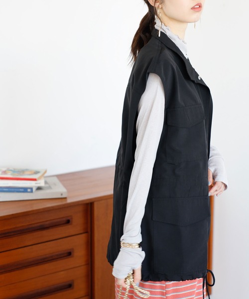 GeeRA（ジーラ）の「ミリタリーデザインベスト（ベスト・レディース・カーキ/ブラック/アイボリー・LARGE/MEDIUM）」の22枚目の写真