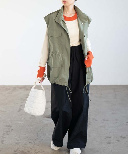 GeeRA（ジーラ）の「ミリタリーデザインベスト（ベスト・レディース・カーキ/ブラック/アイボリー・LARGE/MEDIUM）」の20枚目の写真