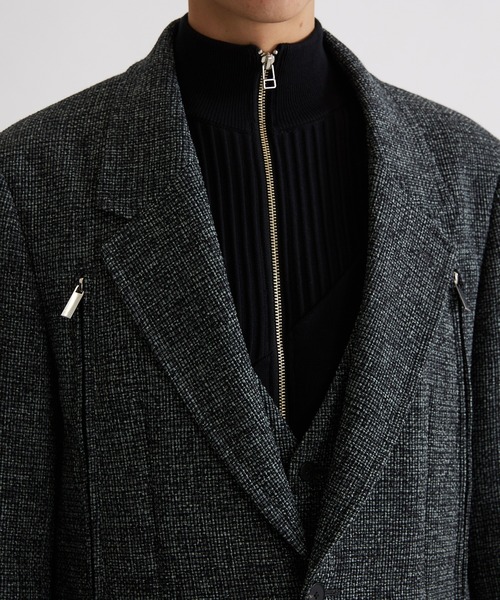 UNITED TOKYO（ユナイテッドトウキョウ）の「ツイードオープンスリーブJK（テーラードジャケット・メンズ・グレー/グリーン・1/2）」の3枚目の写真