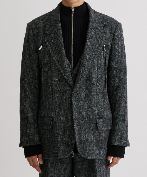 UNITED TOKYO（ユナイテッドトウキョウ）の「ツイードオープンスリーブJK（テーラードジャケット・メンズ・グレー/グリーン・1/2）」の14枚目の写真