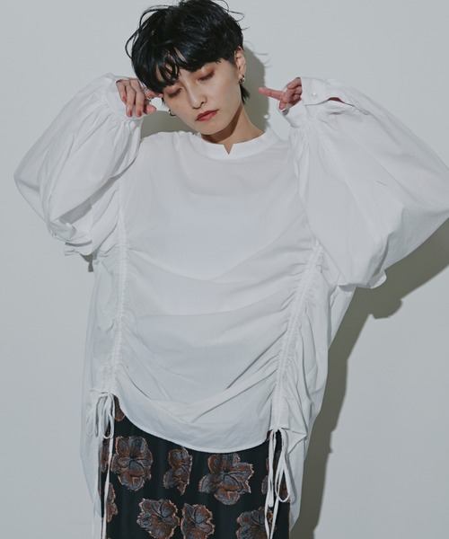 mici(ミチ)の「(mici)ドローストリングブラウス(シャツ/ブラウス・レディース・ブラック/ピンク/ホワイト系その他・ONE SIZE)」の2枚目の写真