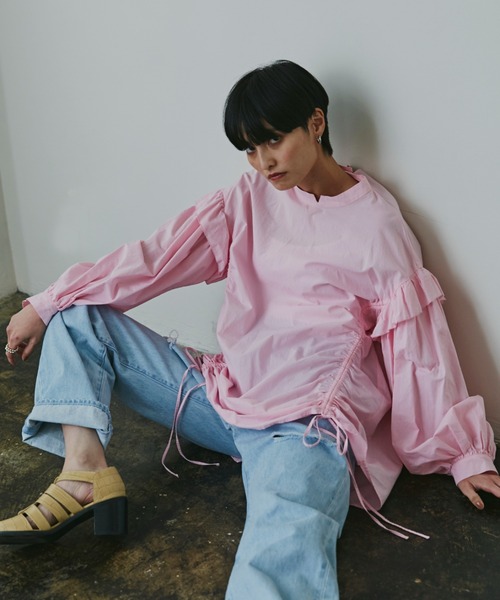 mici(ミチ)の「(mici)ドローストリングブラウス(シャツ/ブラウス・レディース・ブラック/ピンク/ホワイト系その他・ONE SIZE)」の3枚目の写真