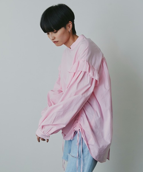 mici(ミチ)の「(mici)ドローストリングブラウス(シャツ/ブラウス・レディース・ブラック/ピンク/ホワイト系その他・ONE SIZE)」の6枚目の写真