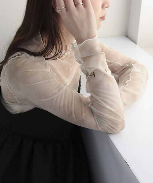 fredy emue（フレディエミュ）の「マーブルシアープルオーバー（Tシャツ/カットソー・レディース・アイボリー/ミント/オフホワイト・38）」の3枚目の写真