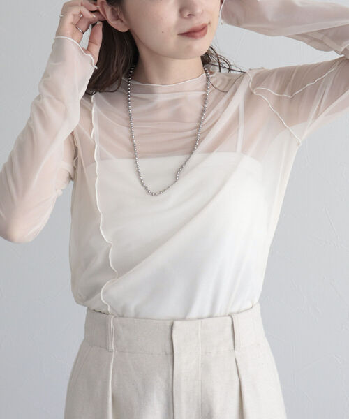 fredy emue（フレディエミュ）の「マーブルシアープルオーバー（Tシャツ/カットソー・レディース・アイボリー/ミント/オフホワイト・38）」の9枚目の写真