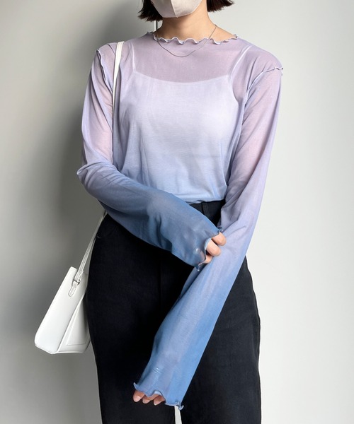 CPCM（シーピーシーエム）の「パワーネットグラデーションインナー（Tシャツ/カットソー・レディース・ベージュ/ブルー・FREE）」の2枚目の写真