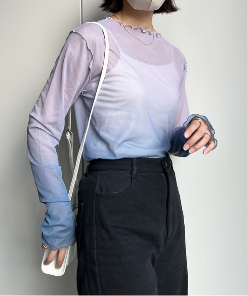 CPCM（シーピーシーエム）の「パワーネットグラデーションインナー（Tシャツ/カットソー・レディース・ベージュ/ブルー・FREE）」の4枚目の写真